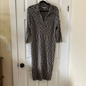 Reitmans brown white tan long jersey dress XL